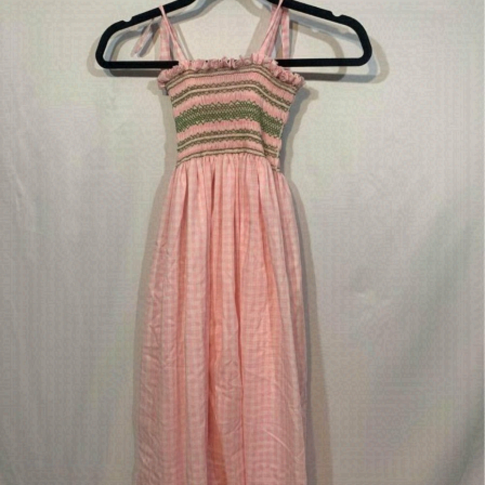 GIRLS gingham elastic bodice sundress. Adorable bow tie shoulders. Size 6/8